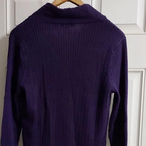 Deep purple sweater, shawl collar. women's - Picture 4 of 5